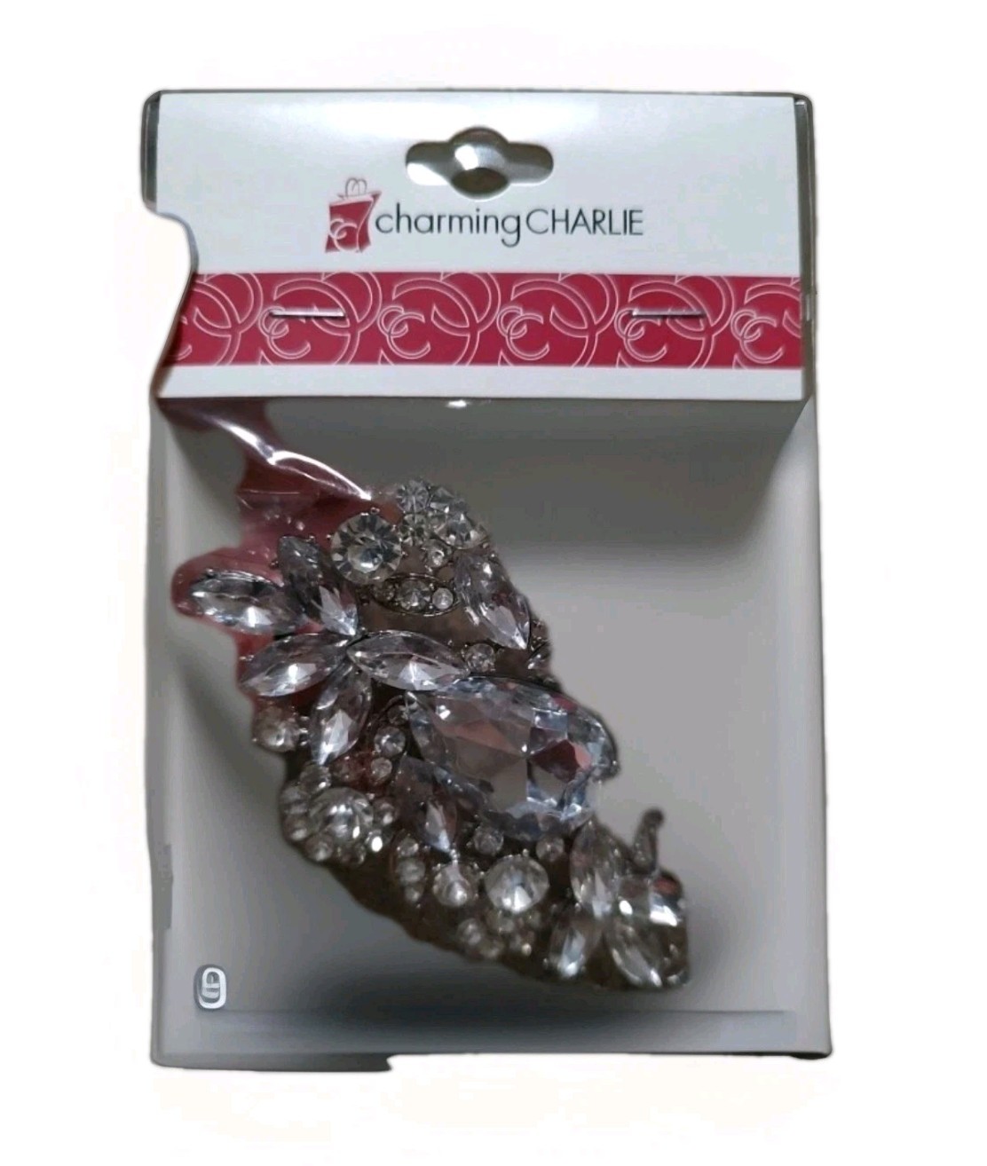 New Vtg. Victorian Look Charming Charlie Large Blingy Rhinestone Brooch GLAM NOS
