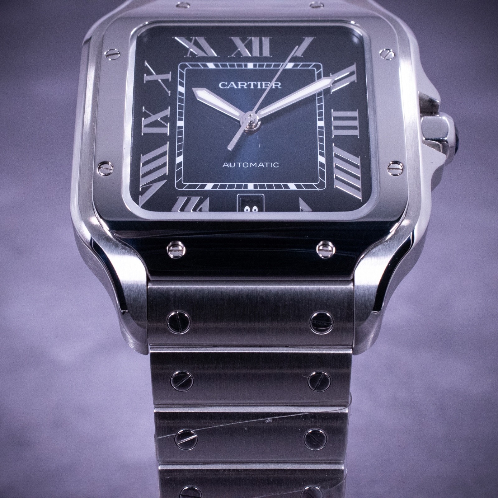 Unworn Cartier Santos de Cartier Large Model, Blue Dial, Ref. WSSA0030 w/ B&P