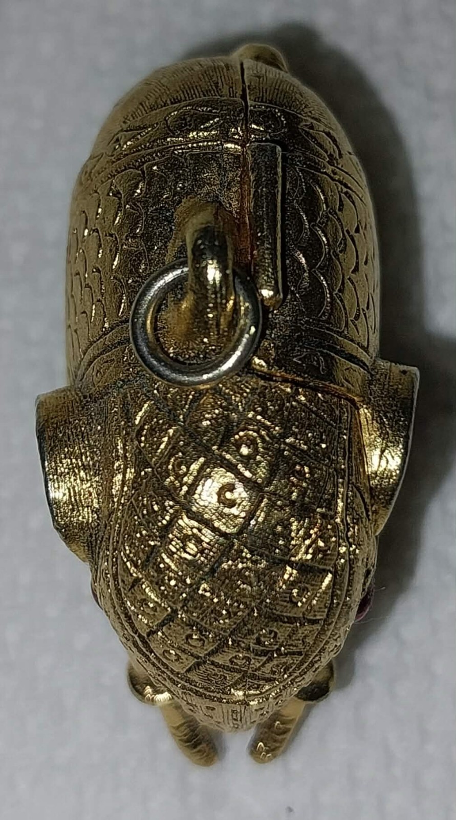 Vintage 1960s Tiny Tusker Elephant Solid Perfume Compact Pendant Necklace Locket