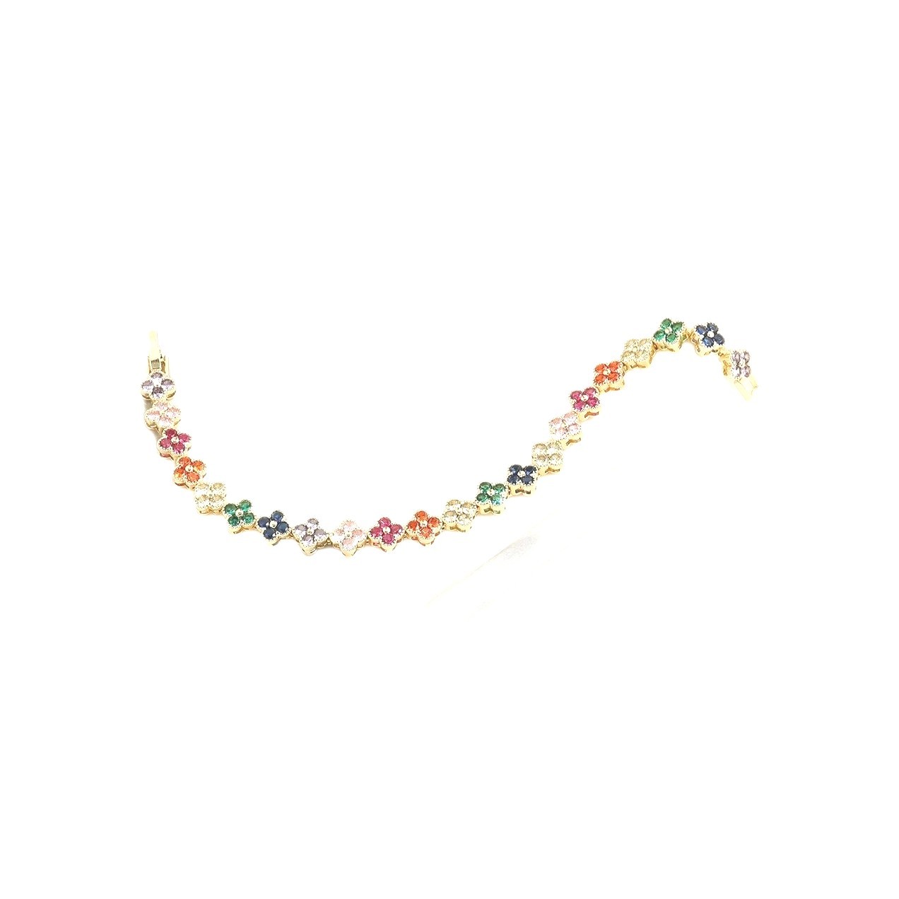 Clover Multi-Color Faux Gemstones Exclusive Gold Bracelet for all Ages