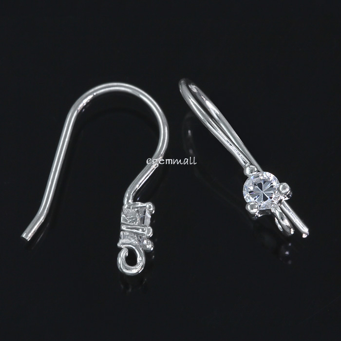 Sterling Silver French Hook Ear Wire Earrings with CZ #51758