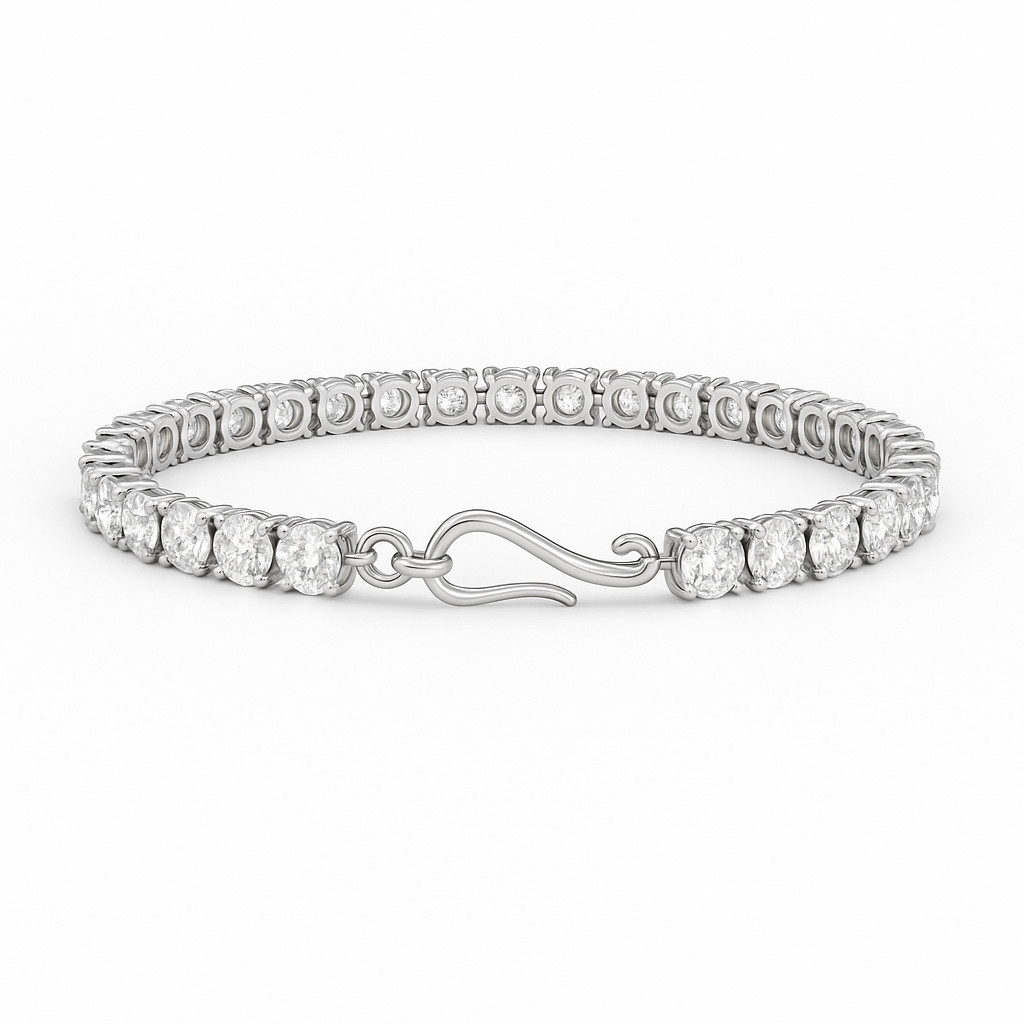 925 Silver 7.00 Ct Treated Natural Diamond Bracelet 3mm Certified Tennis Jewelry