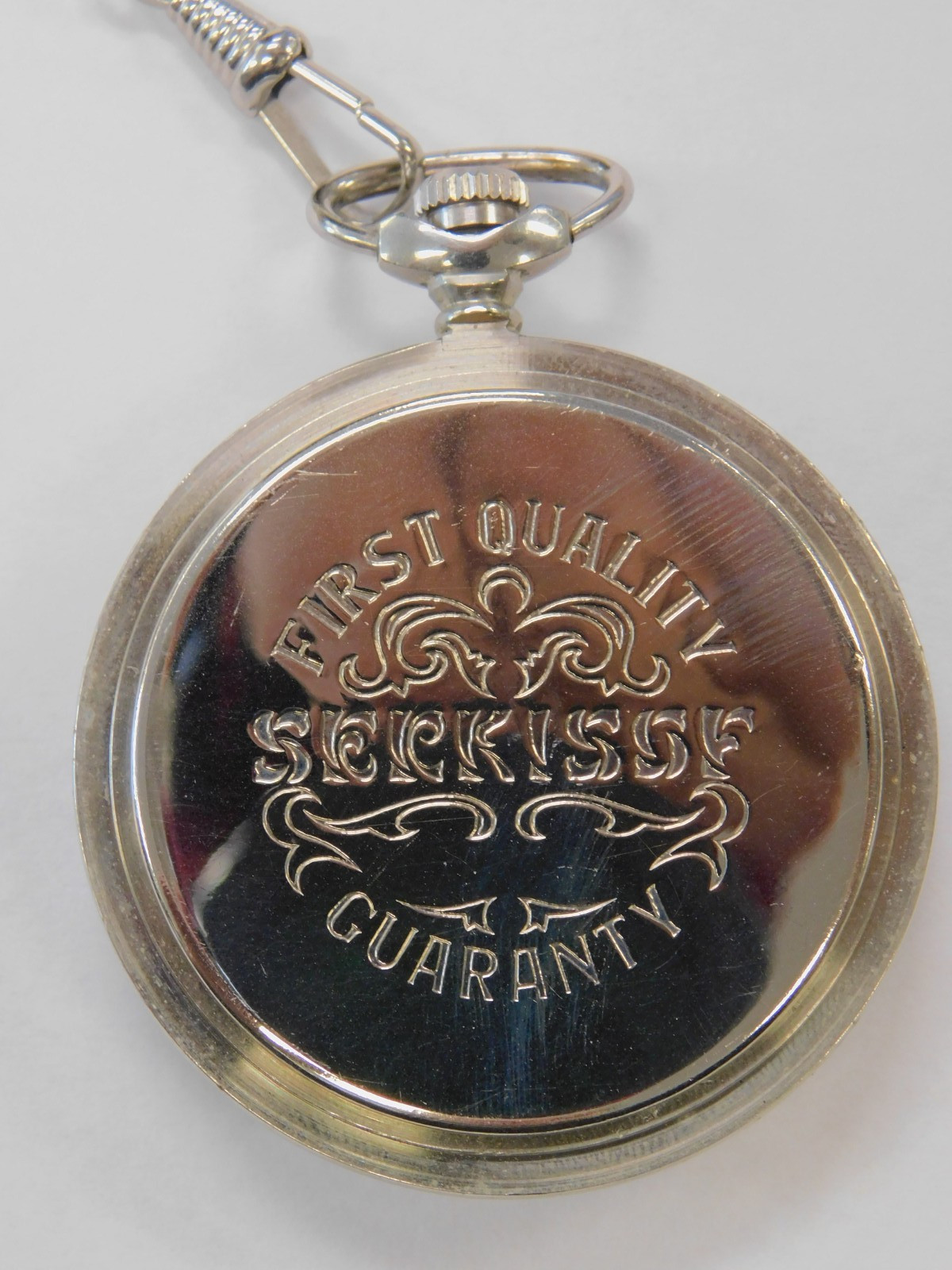 Vintage Serkisoff Soviet CCCP USSR Molnija 3602 Hand Wind Pocket Watch w/ Chain