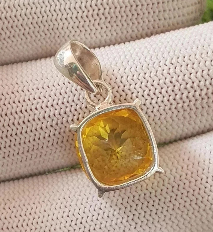 Natural Yellow Sapphire Cushion Cut 42.01 Ct 925 Solid Silver Pendant Gemstone