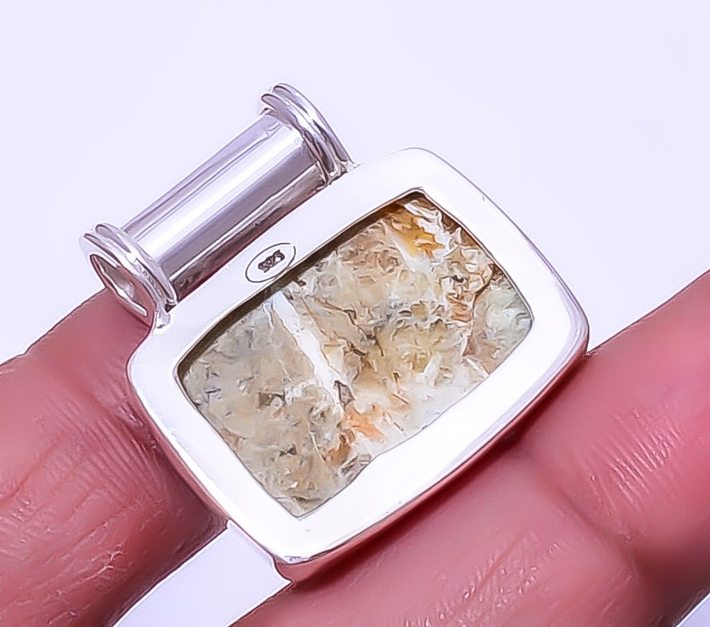 Chrome Chalcedony & Citrine Gemstone 925 Sterling Silver Pendant 0.98″ A330