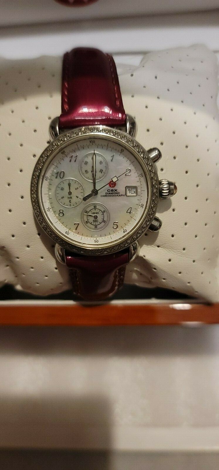 MICHELE CSX DIAMOND BEZEL 36mm STAINLESS STEEL QUARTZ CHRONOGRAPH WATCH Womens