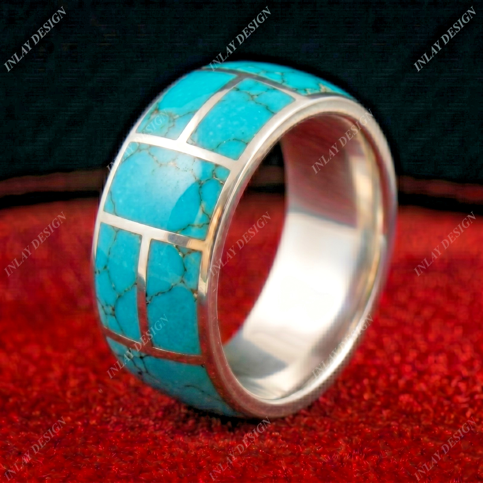 Natural Turquoise Inlay Design In 925 Sterling Silver Gift For Men And Women’s.
