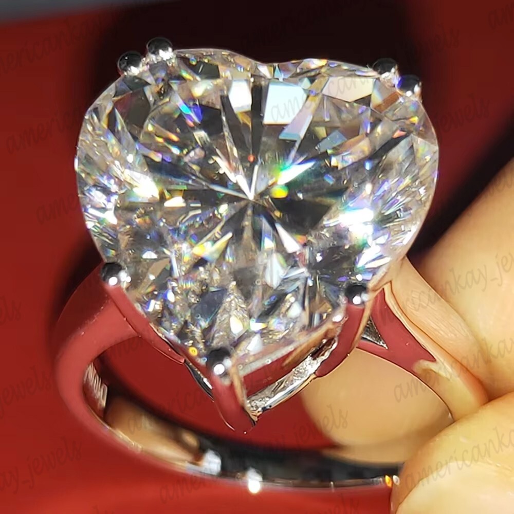 5.23 Ct Heart Cut Moissanite Solitaire Engagement Ring 14K White Gold Plated