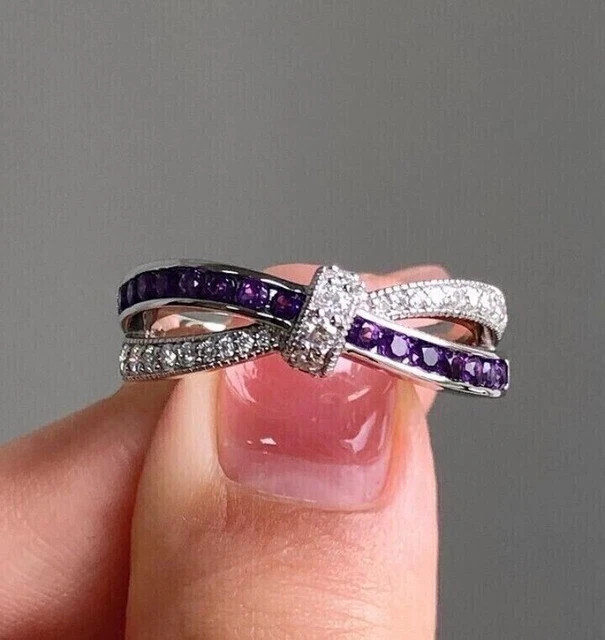 2Ct Round Cut Simulated Amethyst Wedding Women’s Ring 14K White Gold Plated