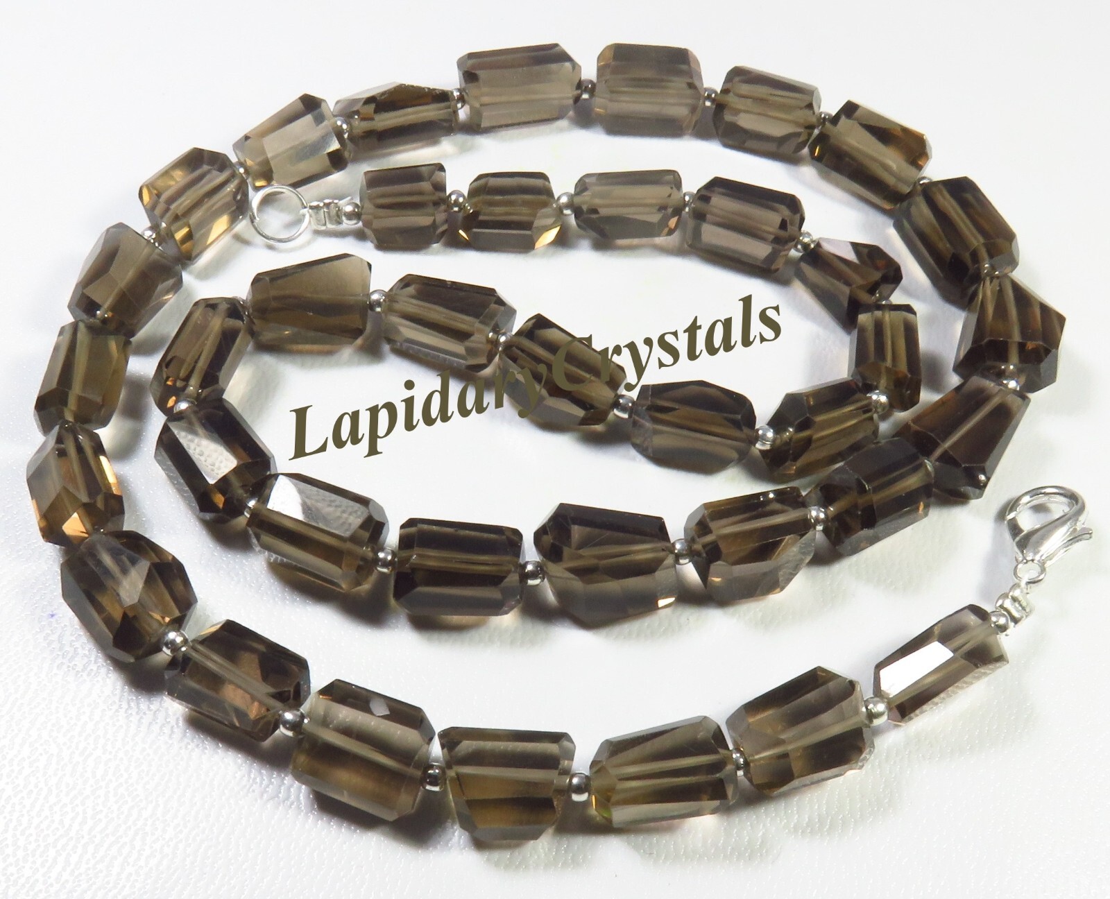 Natural Smoky Quartz Step Cut Tumble Nugget Faceted Necklace 9-13.50 mm LC-1264