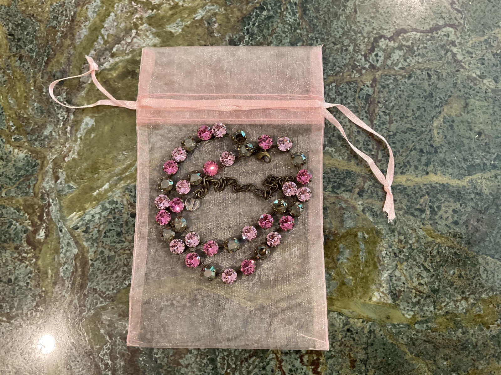 NOT (SABIKA) Brown and Pink Colored (CRYSTAL) NECKLACE