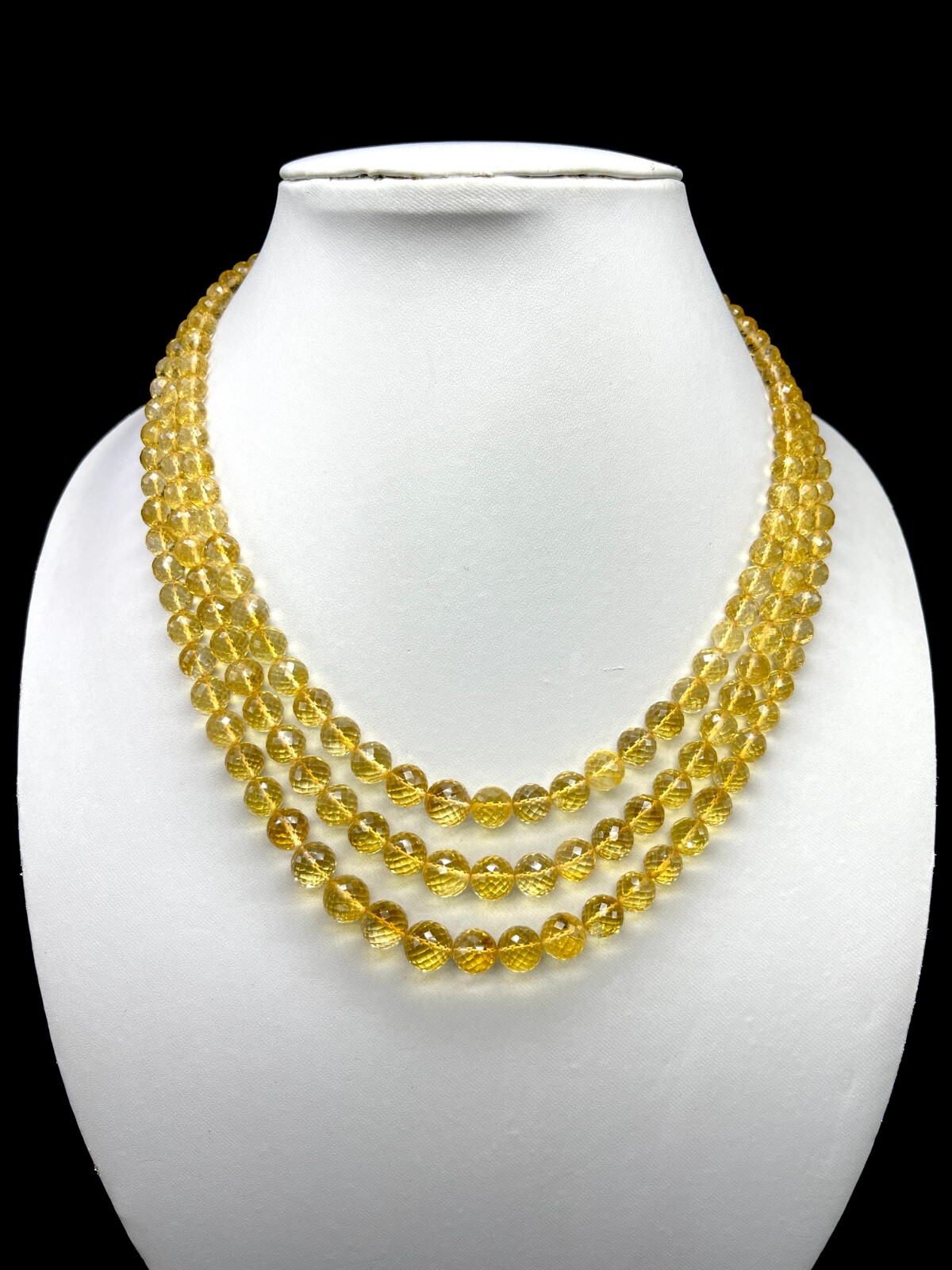 Genuine CITRINE/Faceted/Round/Ball/3 Strands/522.00 Cts/5MM till 10MM/$ 465.00