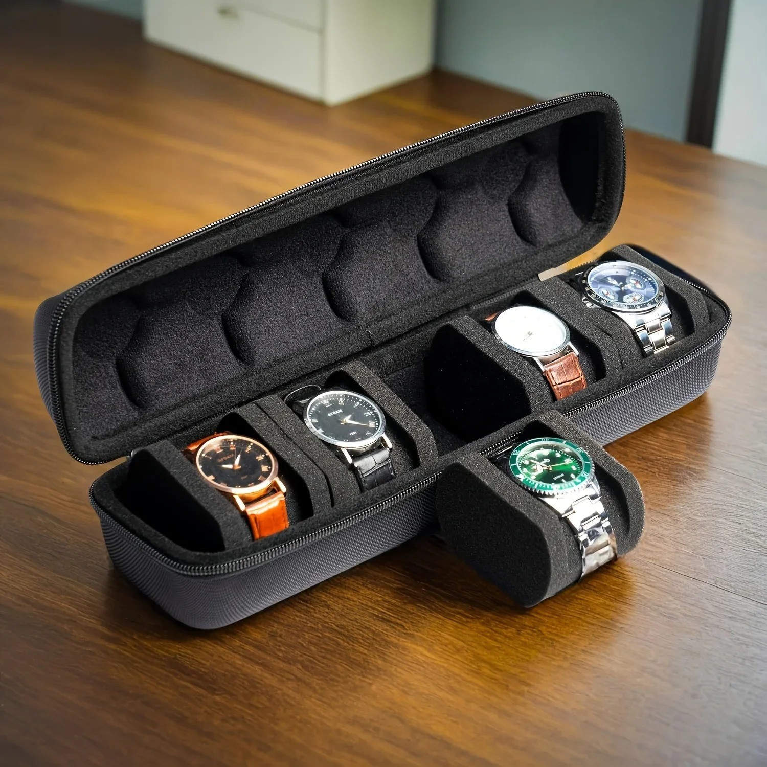 5 Slots Travel Watch Roll Case Wristwatch Display Case Watch Storage Box
