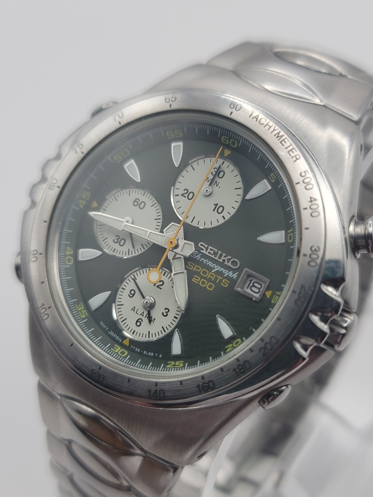 Vintage Seiko Macchina Sportiva Giugiaro Chronograph Green Panda Watch 7T32-6H60