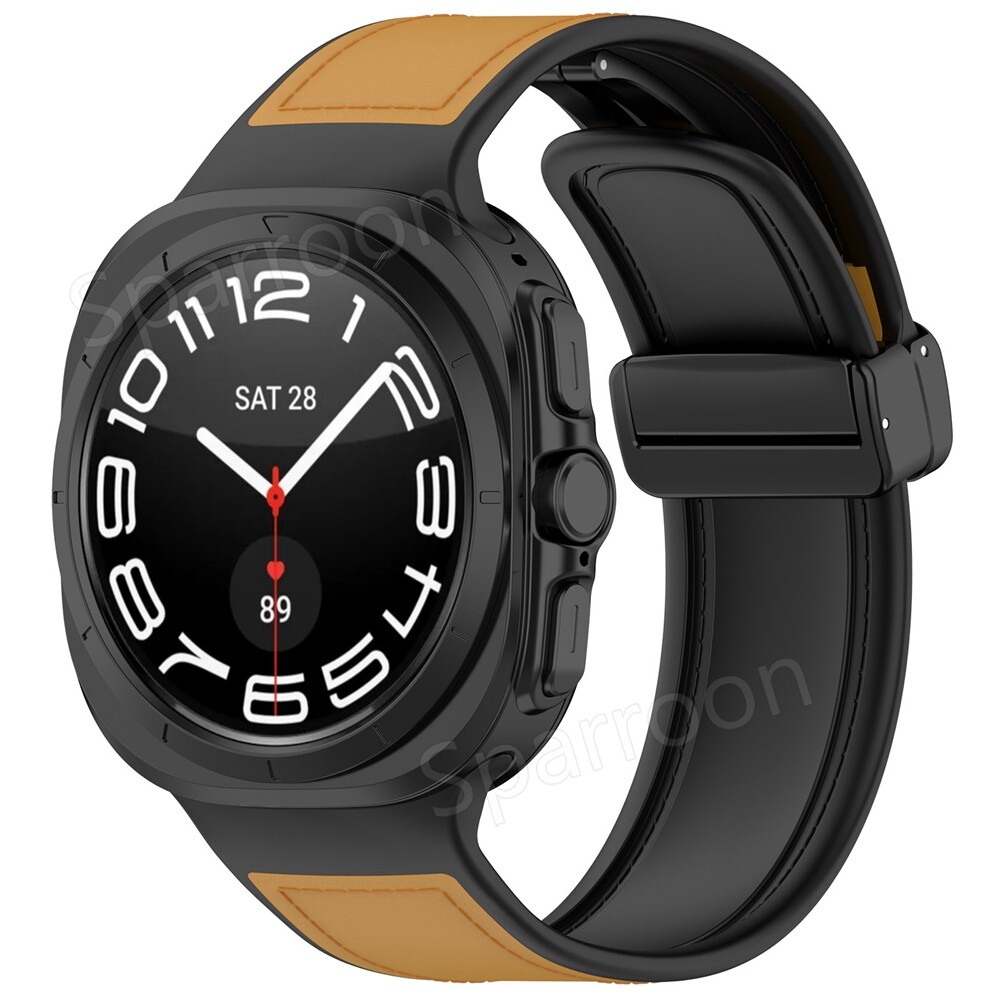 Magnetic Silicone Leather Strap Watch Band For Samsung Galaxy Watch 7 Ultra 47mm