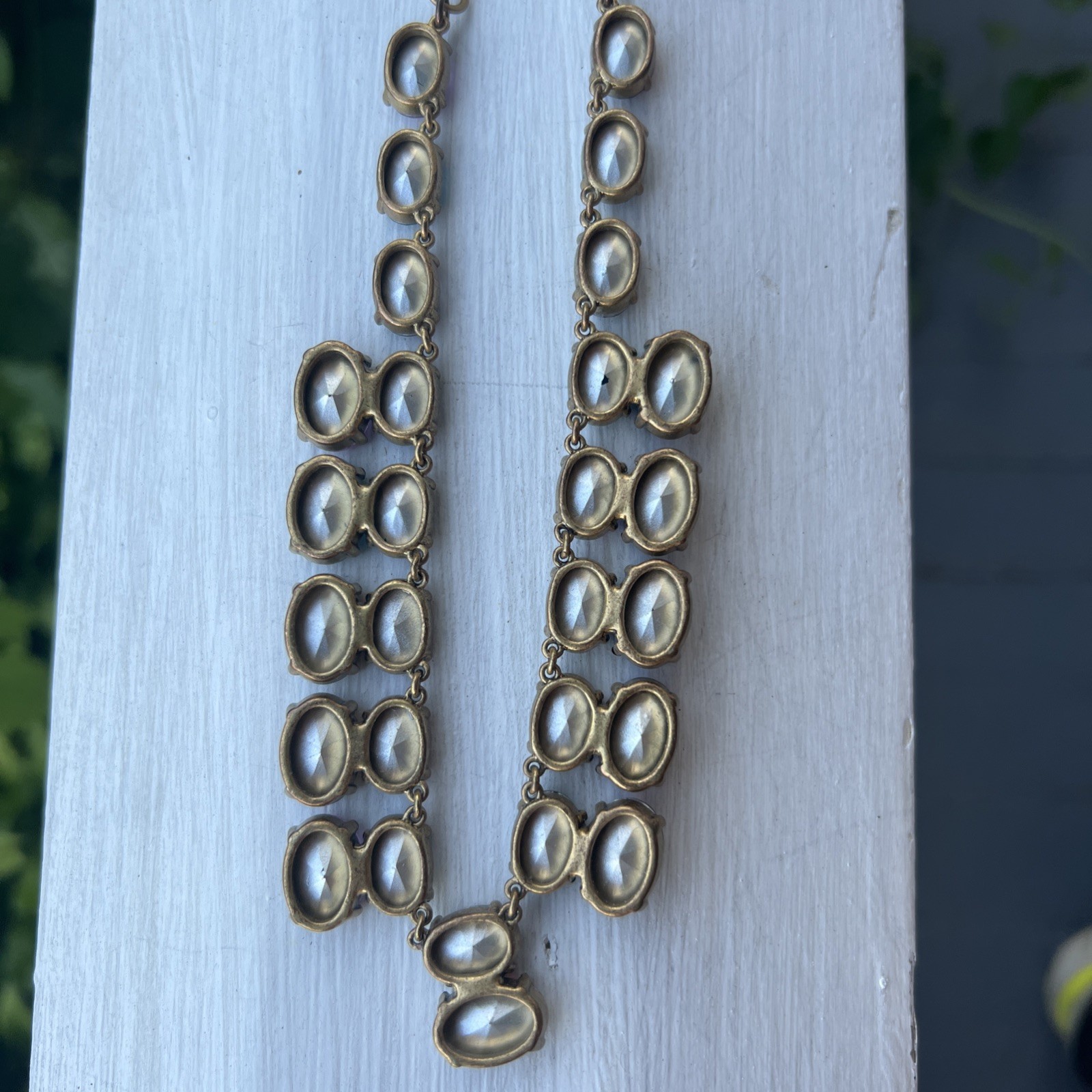 J.Crew Multicolor Blue Brown yellow Purple Collar Gold Crystal Necklace