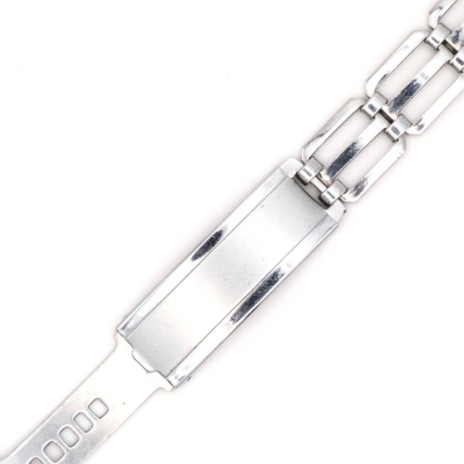 Vintage 17.0 mm Art Deco style open link wristwatch bracelet w/four-part clasp