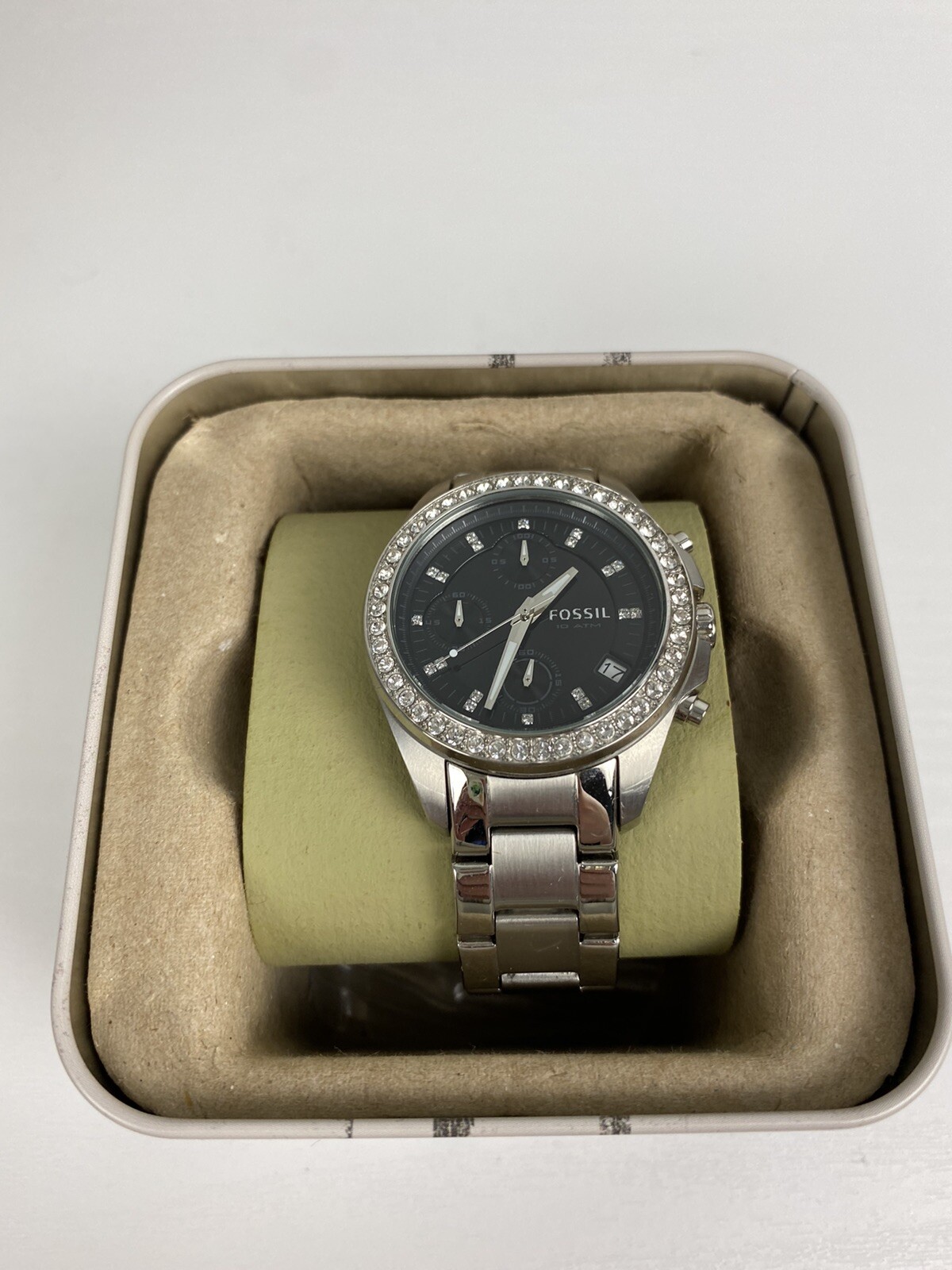 Fossil Chronograph All Stainless Steel Watch ES-2682 EUC