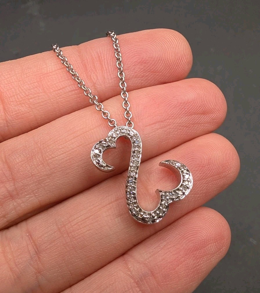 Sterling 925 JWBR Jane Seymour Open Hearts Diamond Pendant On 18″ Chain Necklace