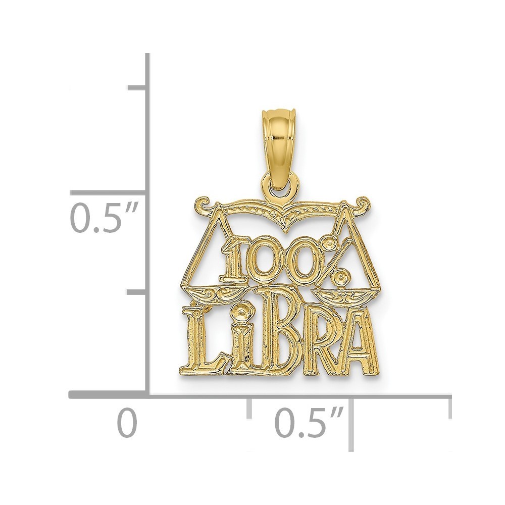 10K Yellow Gold 1 LIBRA Zodiac Charm Pendant L-15.4 mm, W-12.8 mm