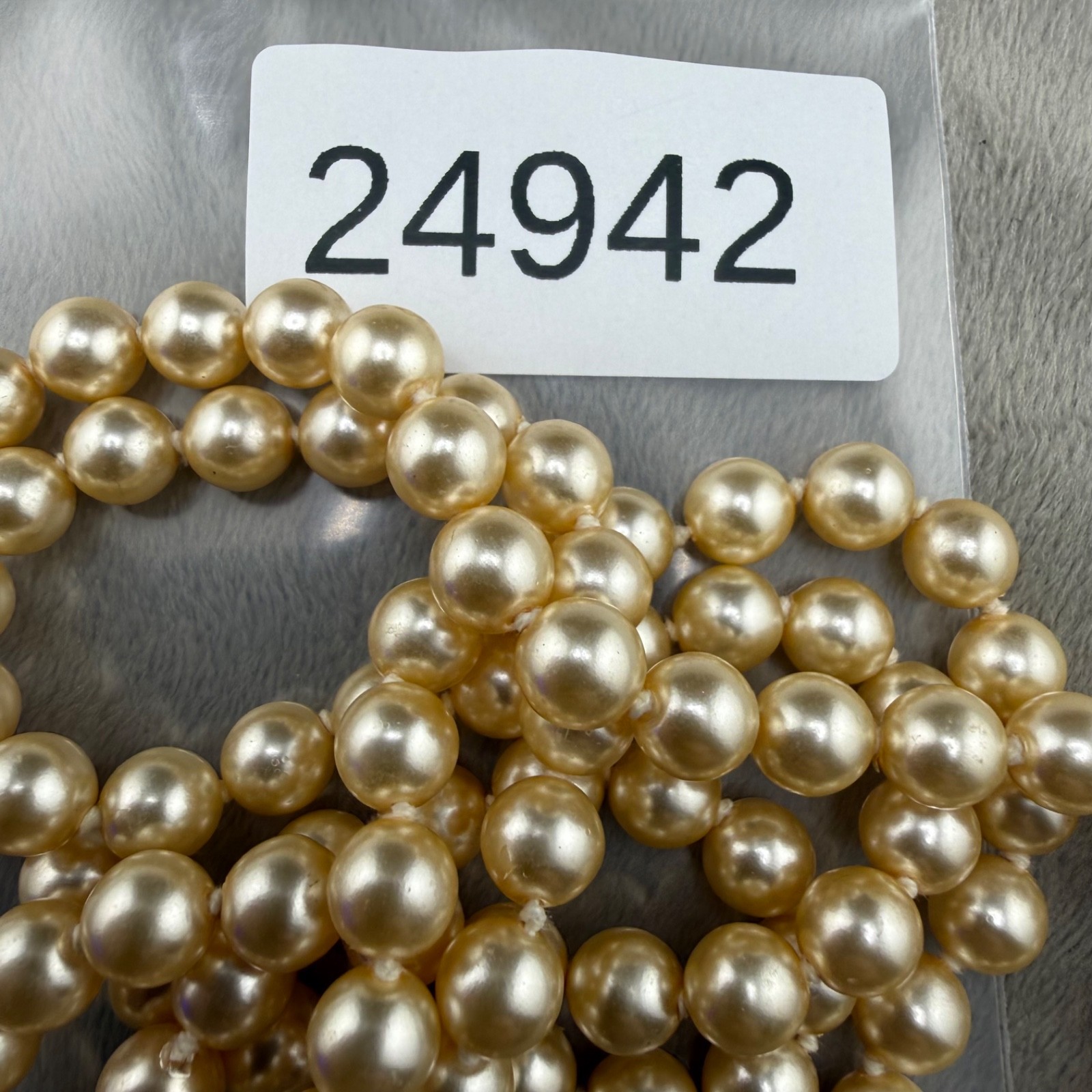 Vintage Imitation Pearl Glass Necklace Opera Flapper 34”