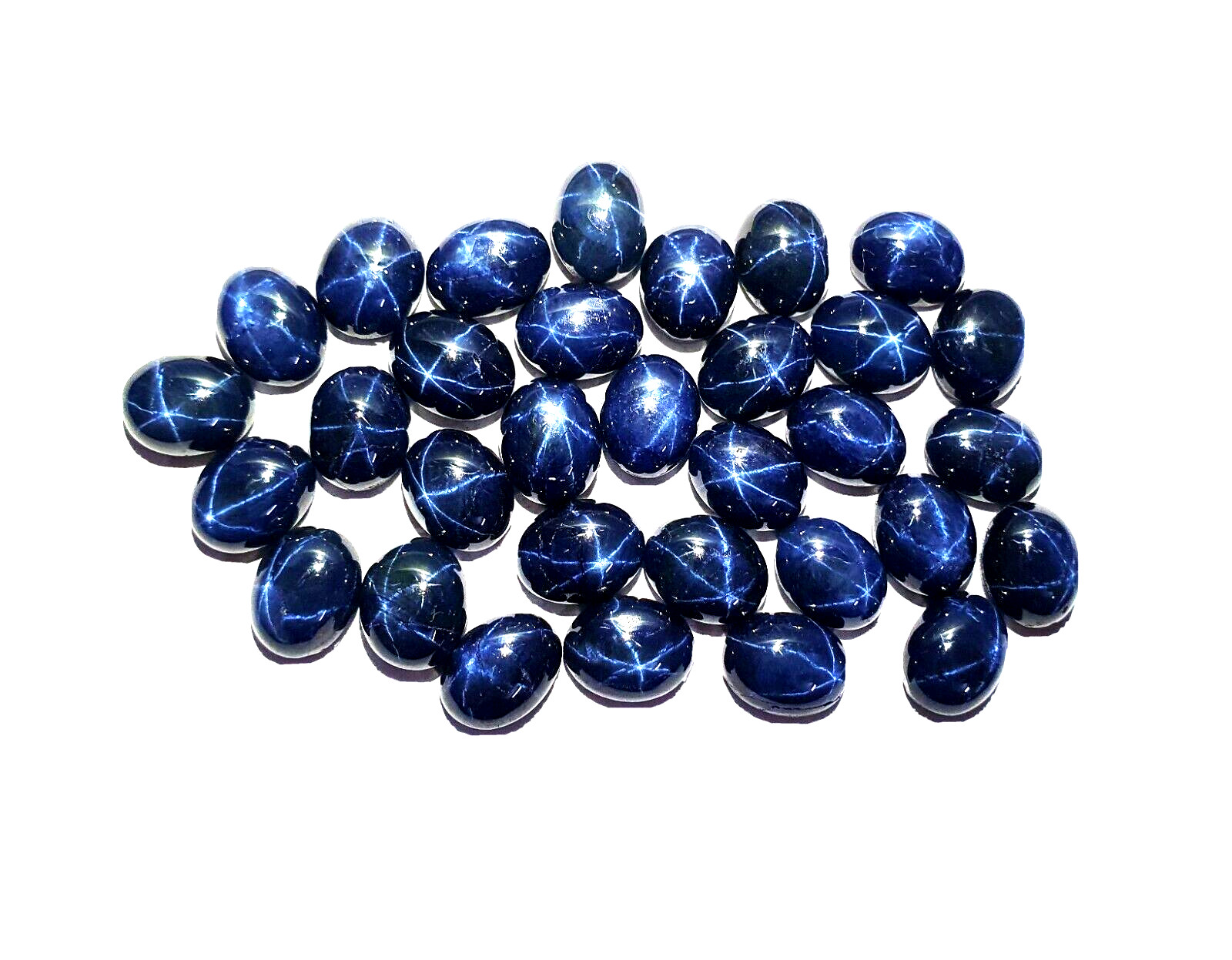 Natural Star Blue Sapphire Oval Cabochon Gemstone 3 Pcs 7×9 MM 9 CT