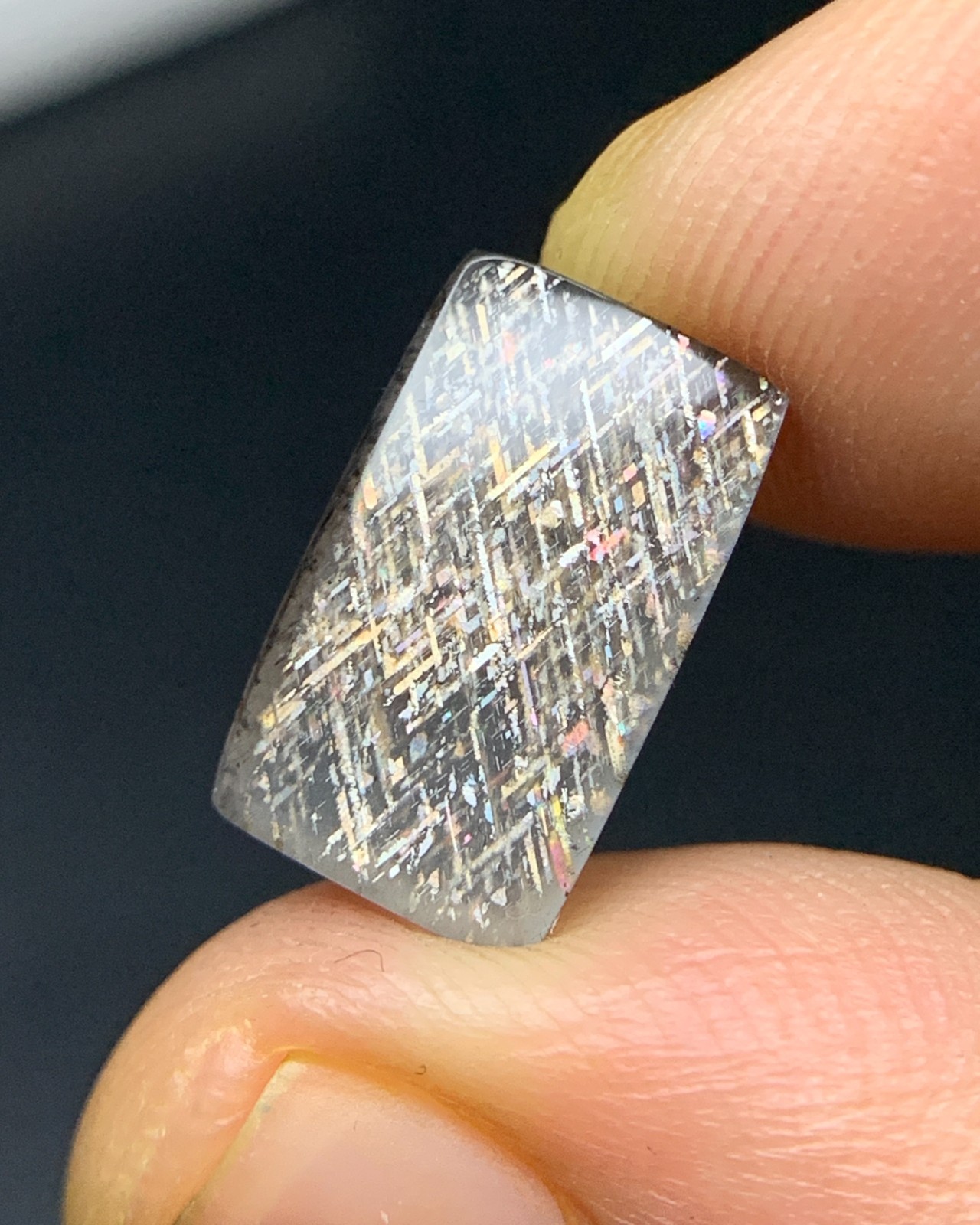 Natural Australian Rainbow Lattice Sunstone 3.49 Carat 12.8×7.8 MM Cushion Shape