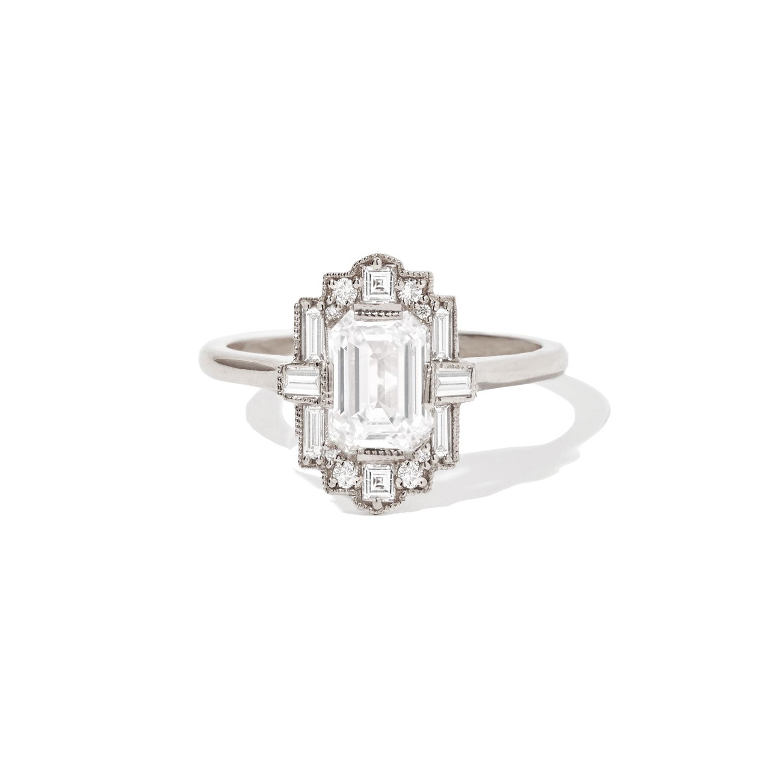 0.75 CT Emerald Cut Moissanite Engagement Ring 14K Yellow Gold Plated For Women