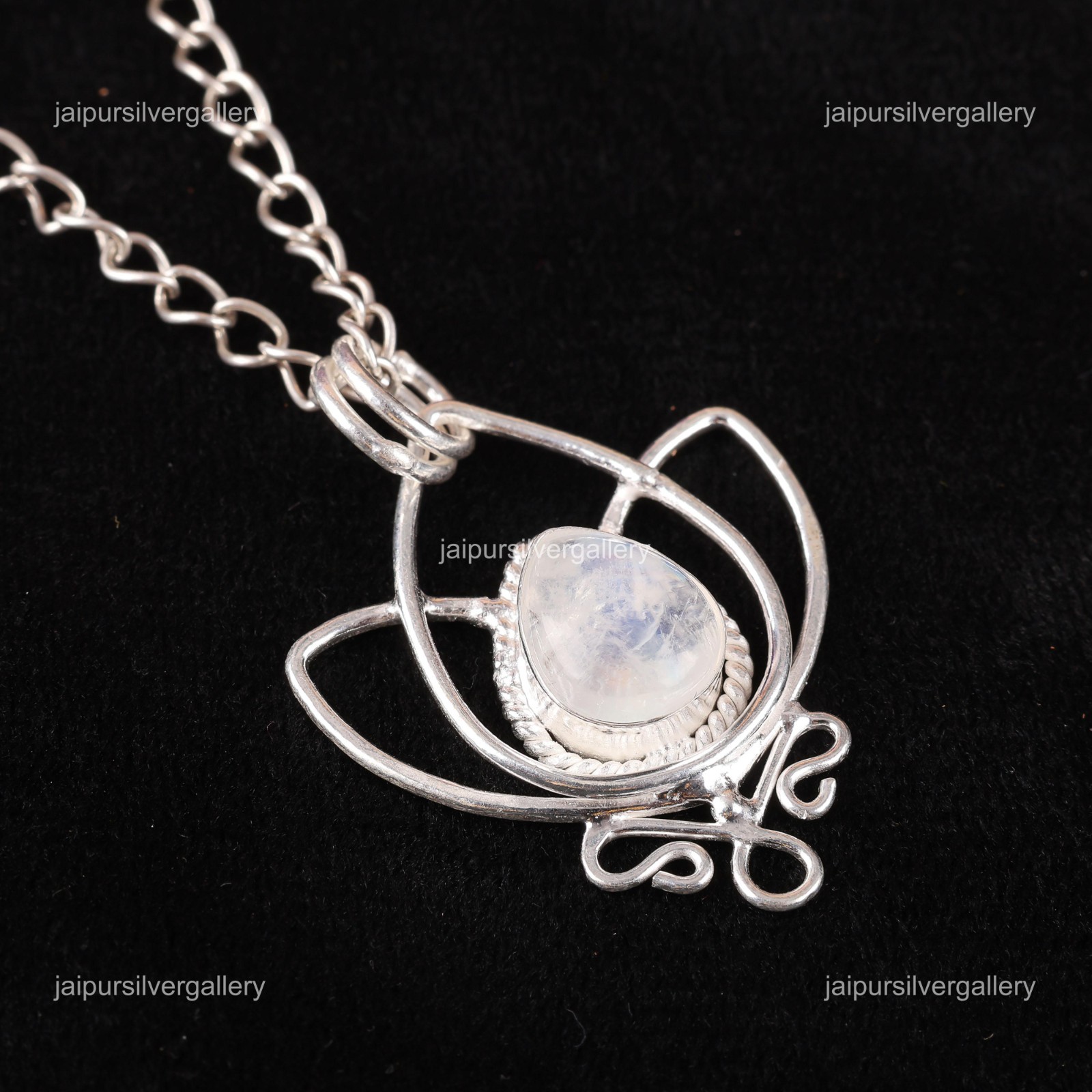 Rainbow Moonstone Gemstone Jewelry 925 Silver Handmade Pendent 1.44″ For Mother