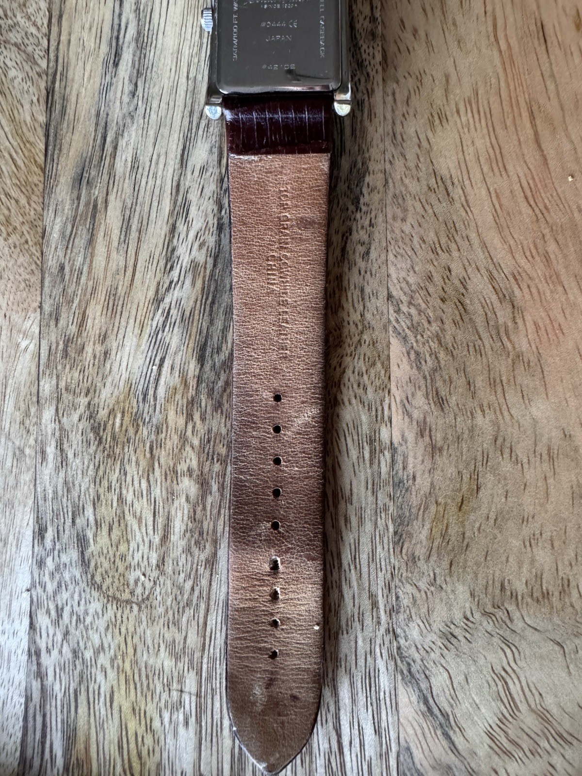 Eddie Bauer Vintage Roman Tank Quartz Watch Brown Leather Strap Japan #0444