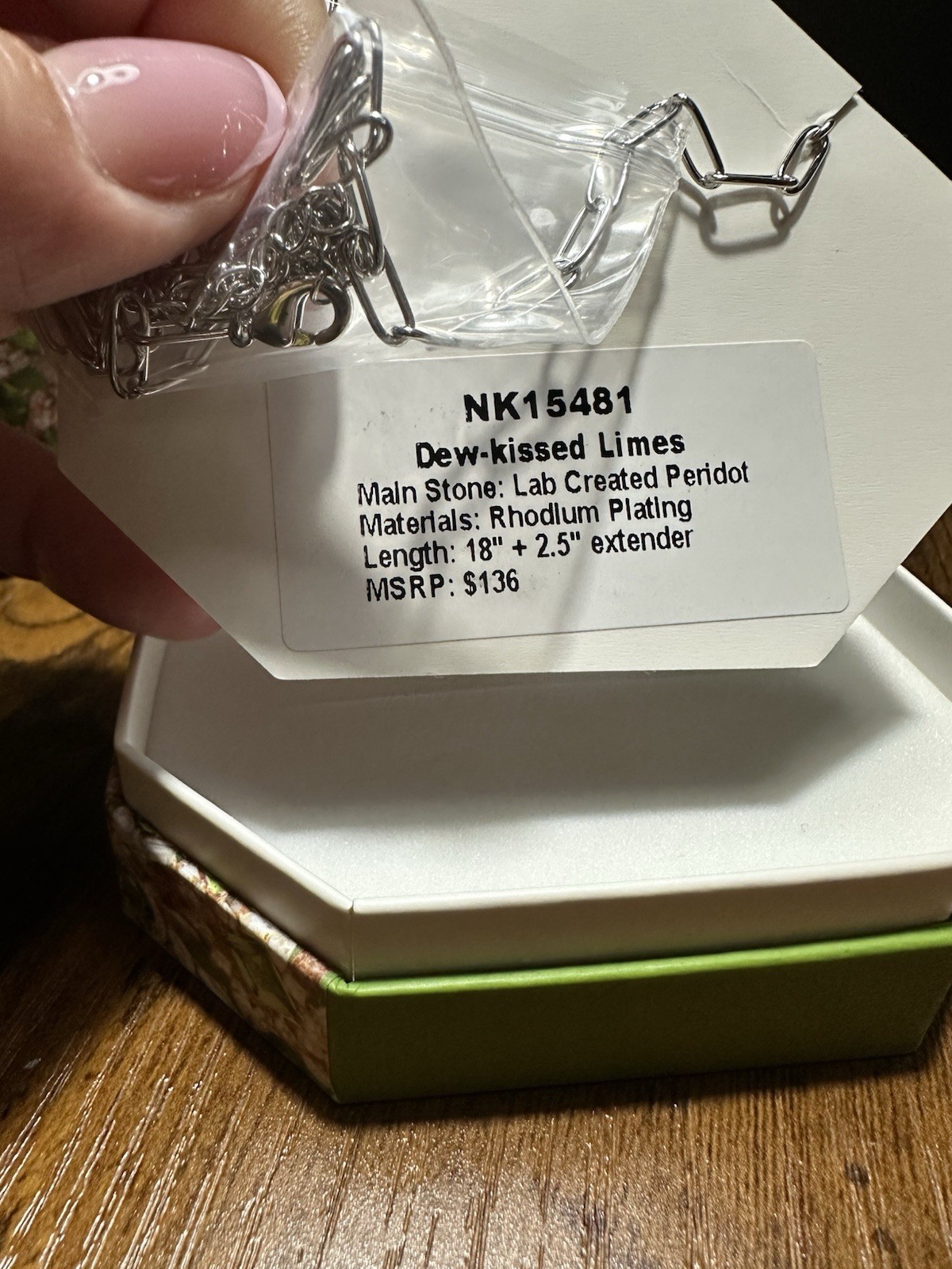 Bomb Party August 2025 NK15481 Dew-kissed Limes Necklace with Rhodium Plating
