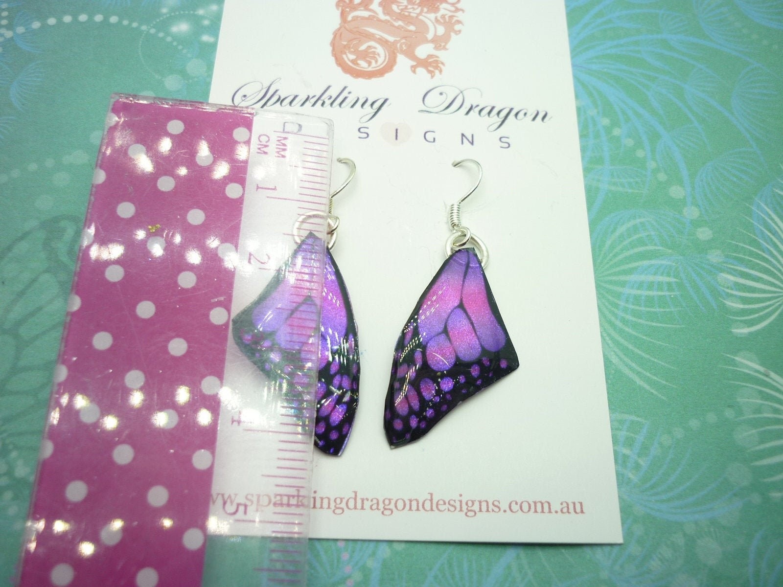 Butterfly Wing Earrings Pink & Purple Fairy Jewellery Sparkly Resin with