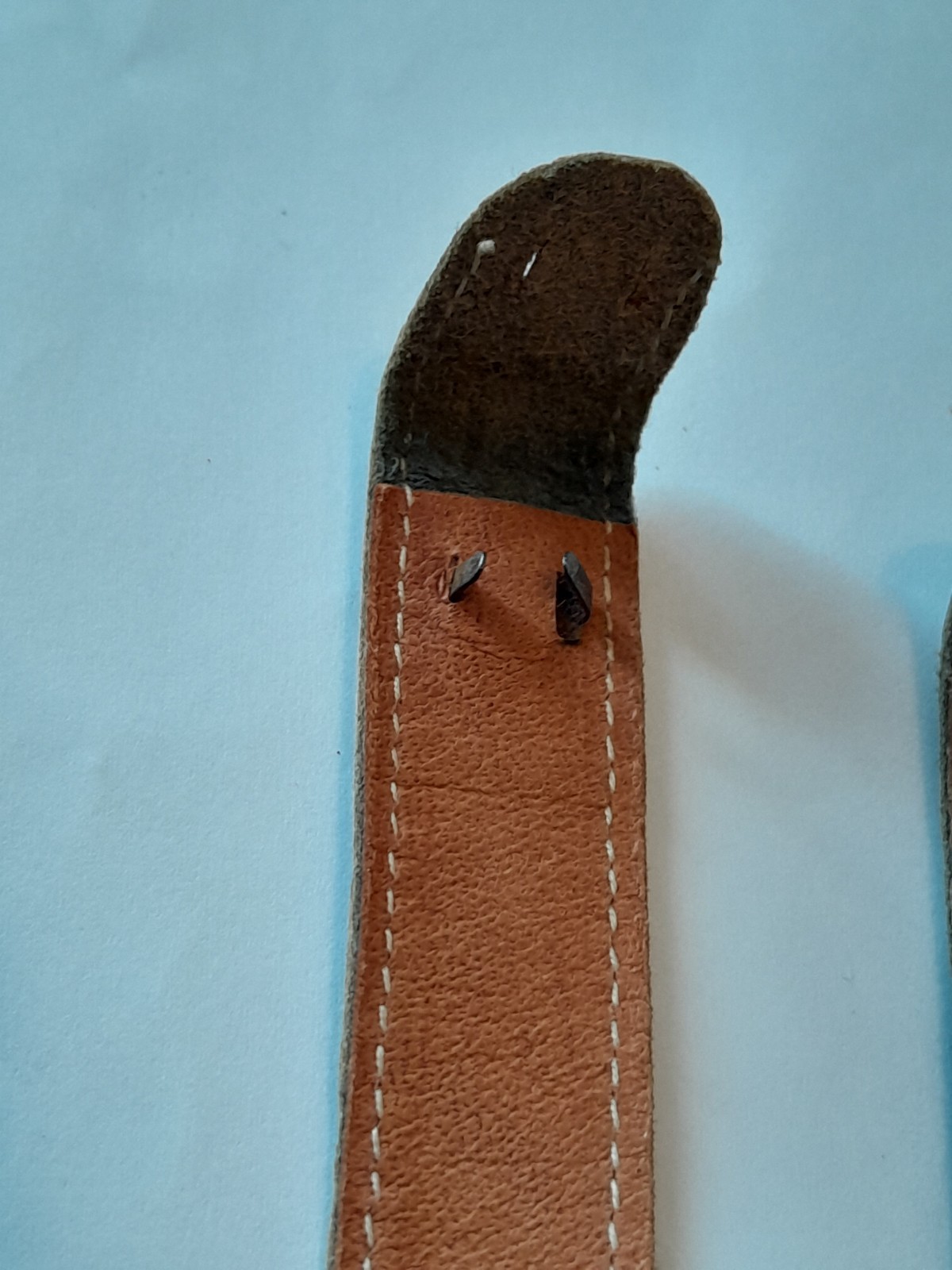Military Watch Strap Grey 30s 40s Open-ended Genuine Leather 16cm x16mm vintage