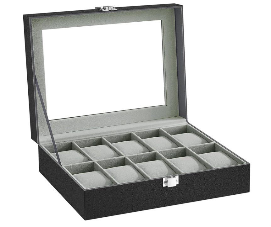 10Slots Watch Box Display Case Organizer Watch travel Case Jewelry Box For Men