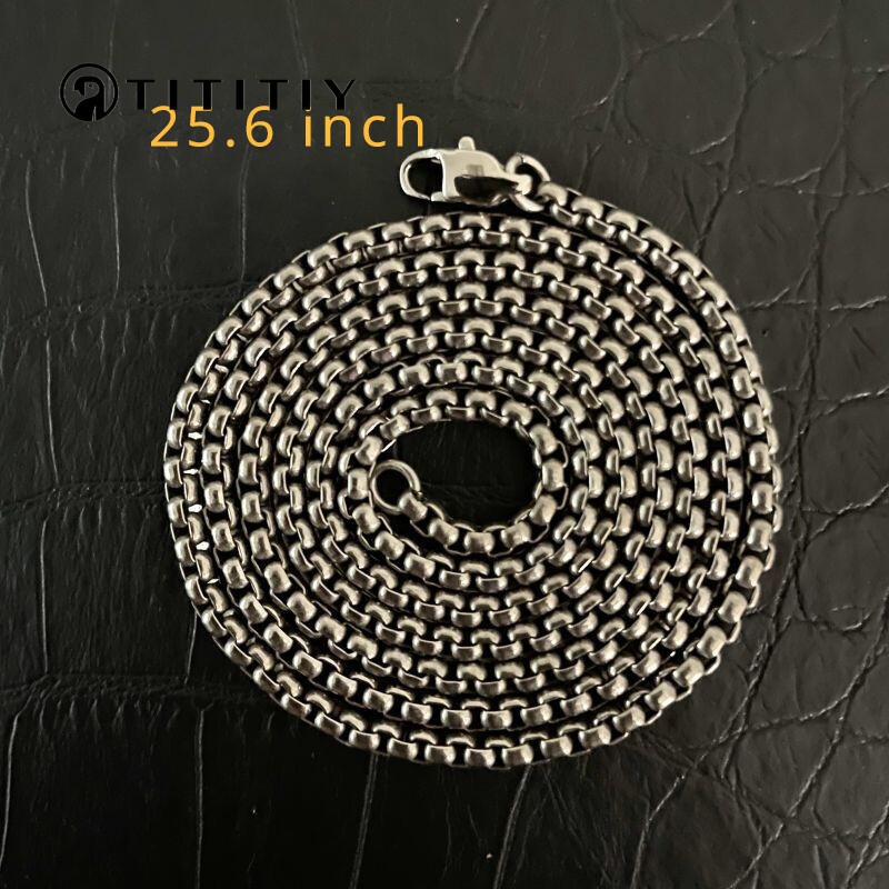Titanium Necklace Width 3mm Square Box Sub Chain Antiallergic Trend Chain 25.6″