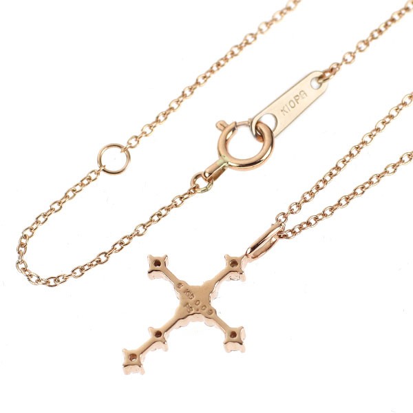 K10PG 0.09ct cross diamond pendant necklace – Auth free shipping from Japan- Aut
