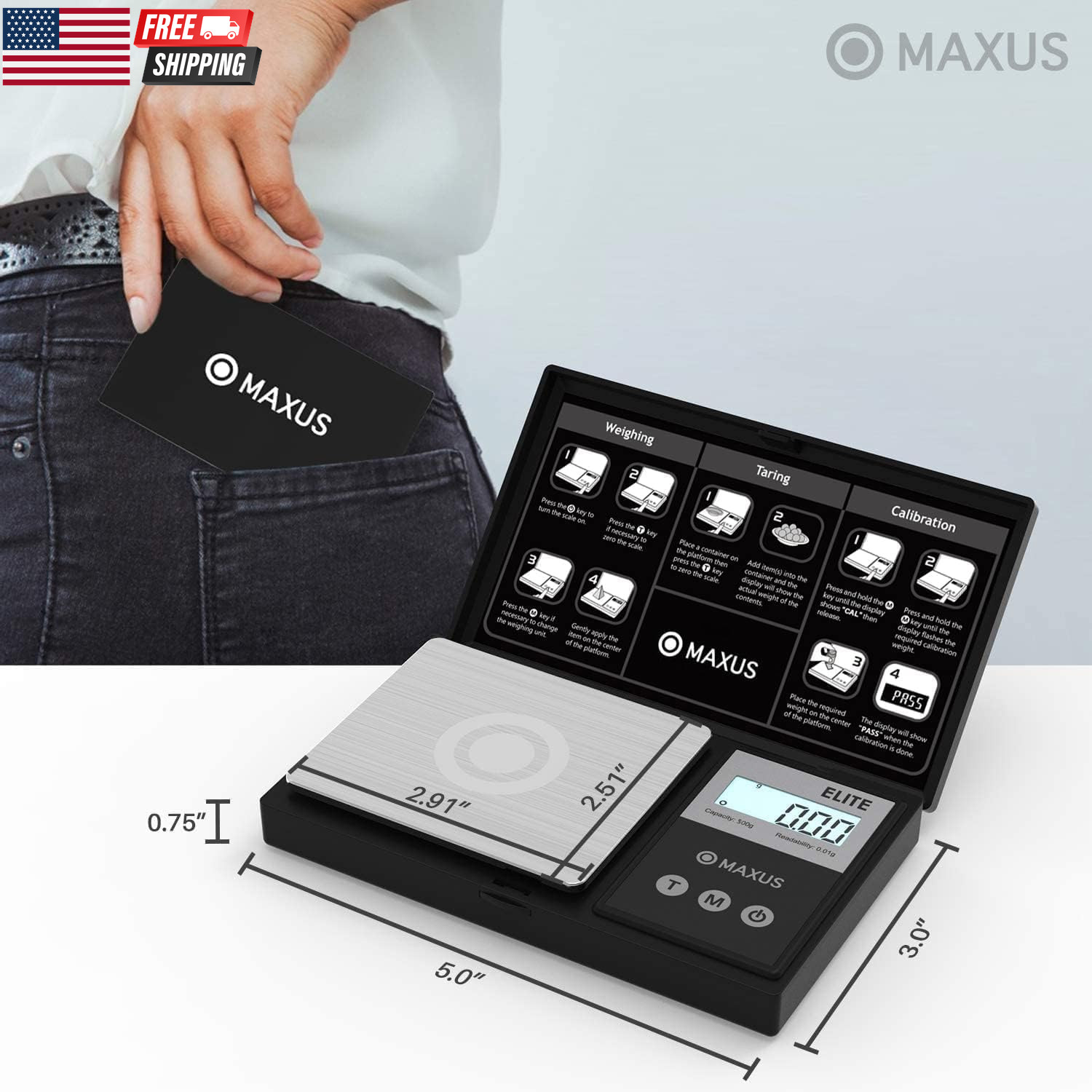 Digital Pocket Gram Scale 500G X 0.01G High Precision with Tray, Weighs Small Fo