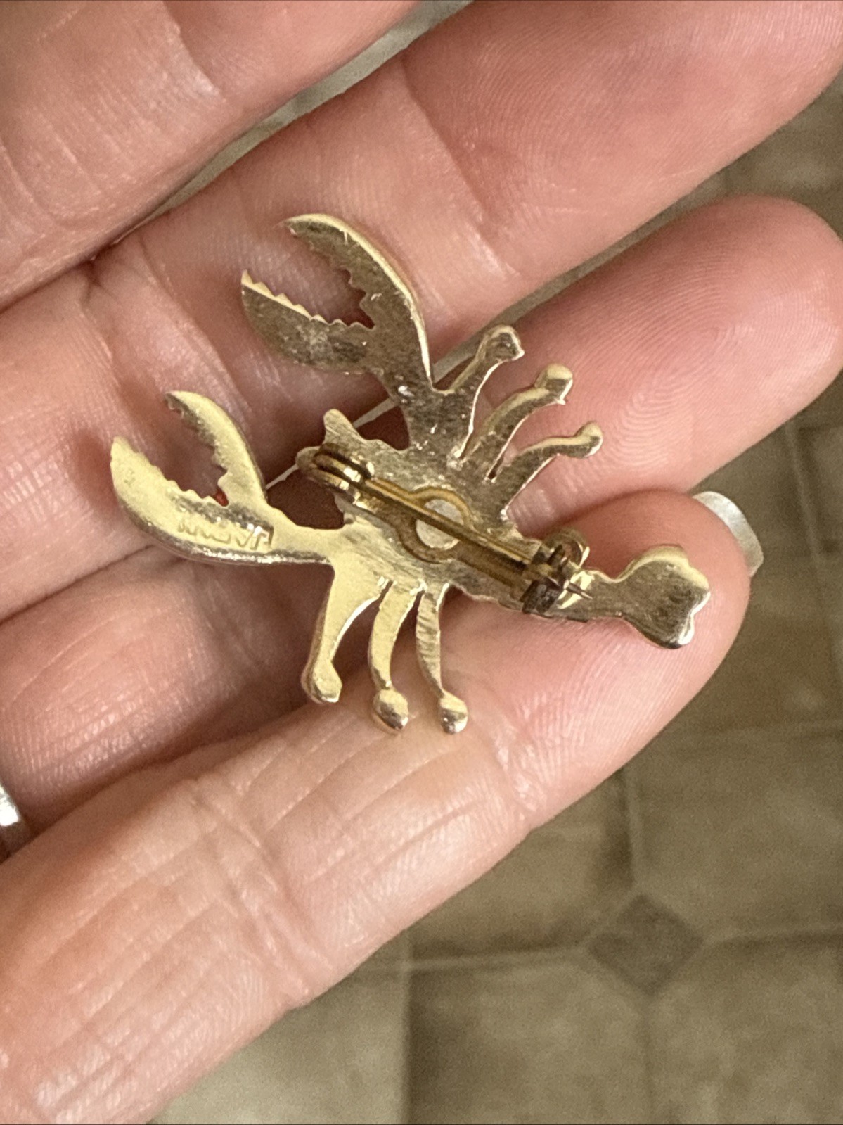 Lobster Brooch Vintage Pin Nautical Retro Jewelry Japan Pearl Summer Shore Crab