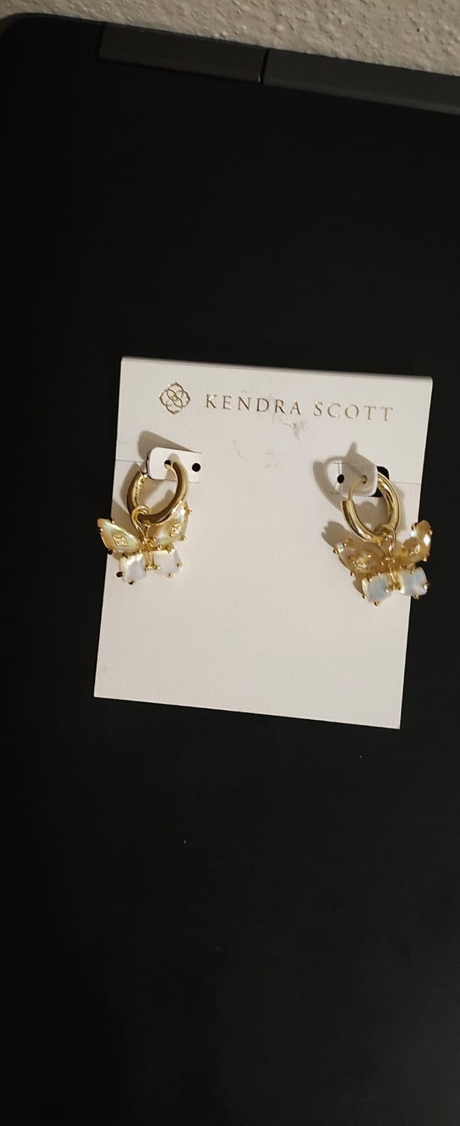 Kendra Scott Bianca Butterfly Huggie Earrings 14K Gold-Plated White Mix NWT