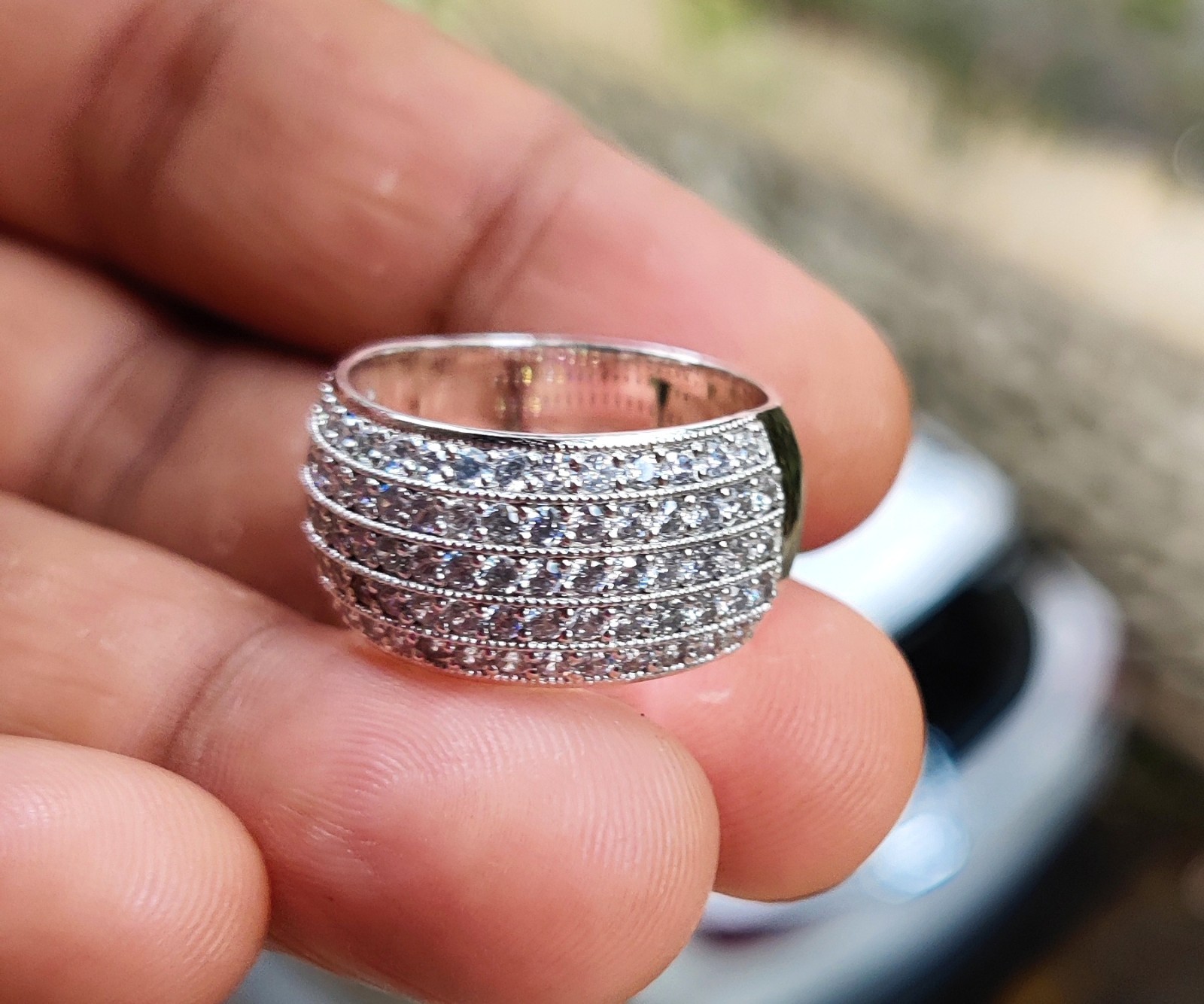 1.50Ct Round Lab-Created Diamond Cluster Wedding Band Ring 14K White Gold Plated