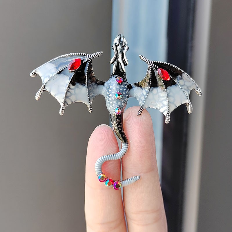 3PCS Fashion Rhinestone Enamel Dragon Little Dinosaur Brooch Pin 60x68mm