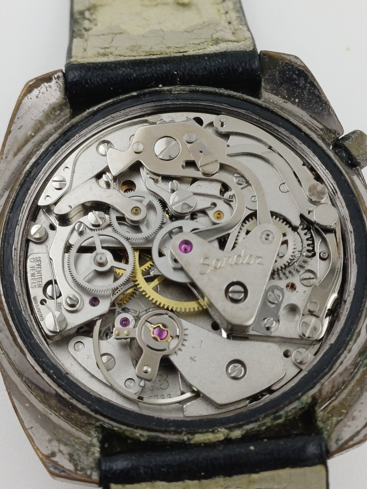 Vintage Sandoz Chronograph 7733 Valjoux Movement Spares Or Repair Swiss Made