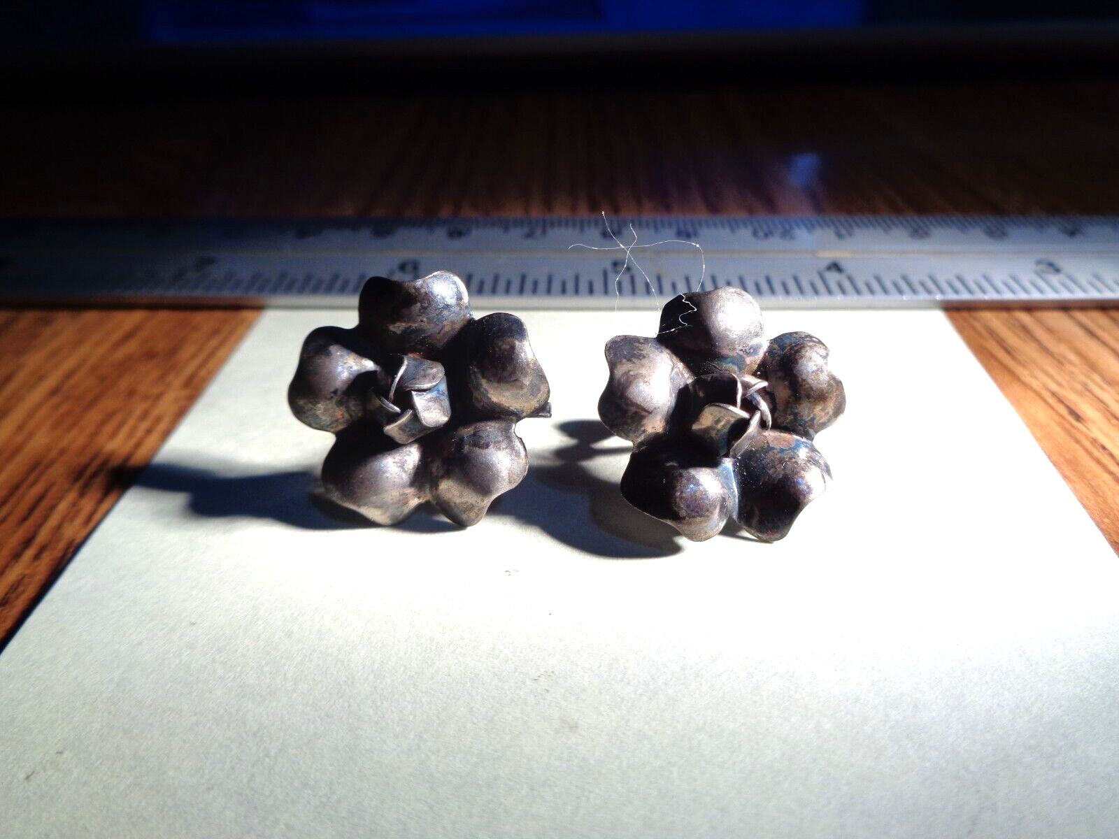 Vintage Flower Sterling Silver Screw Back Earrings 4.76g