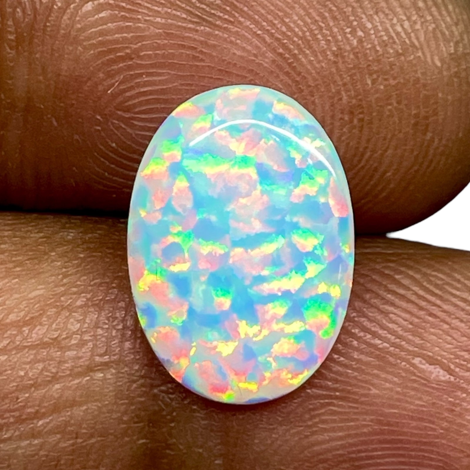 1.60 Cts Australian Opal 14x10mm Oval Cabochon AAA Quality Lab Created Gemstone
