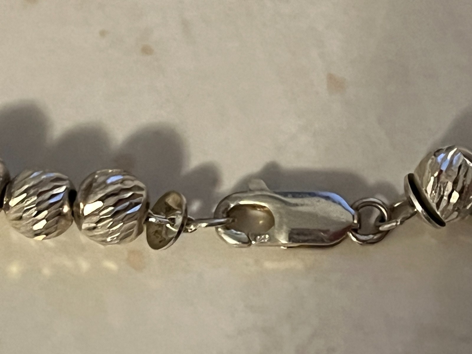 .925 Sterling Silver Necklace ~ 27g ~ 5mm approx. Diamond Cut Balls ~ 24″