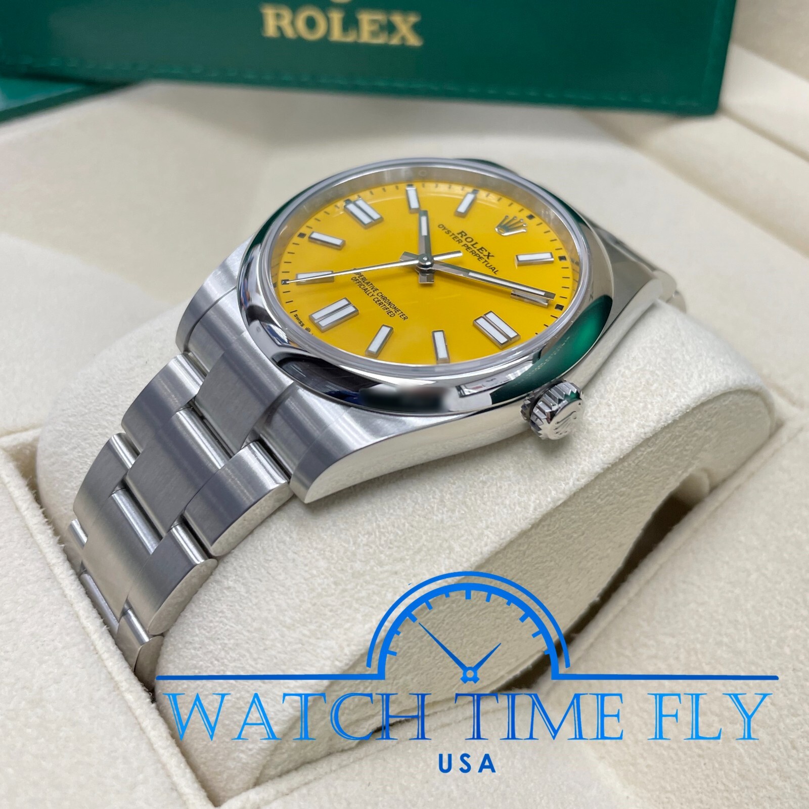 Rolex Oyster Perpetual 41mm 124300 Yellow Dial Stainless Steel Oyster Bracelet
