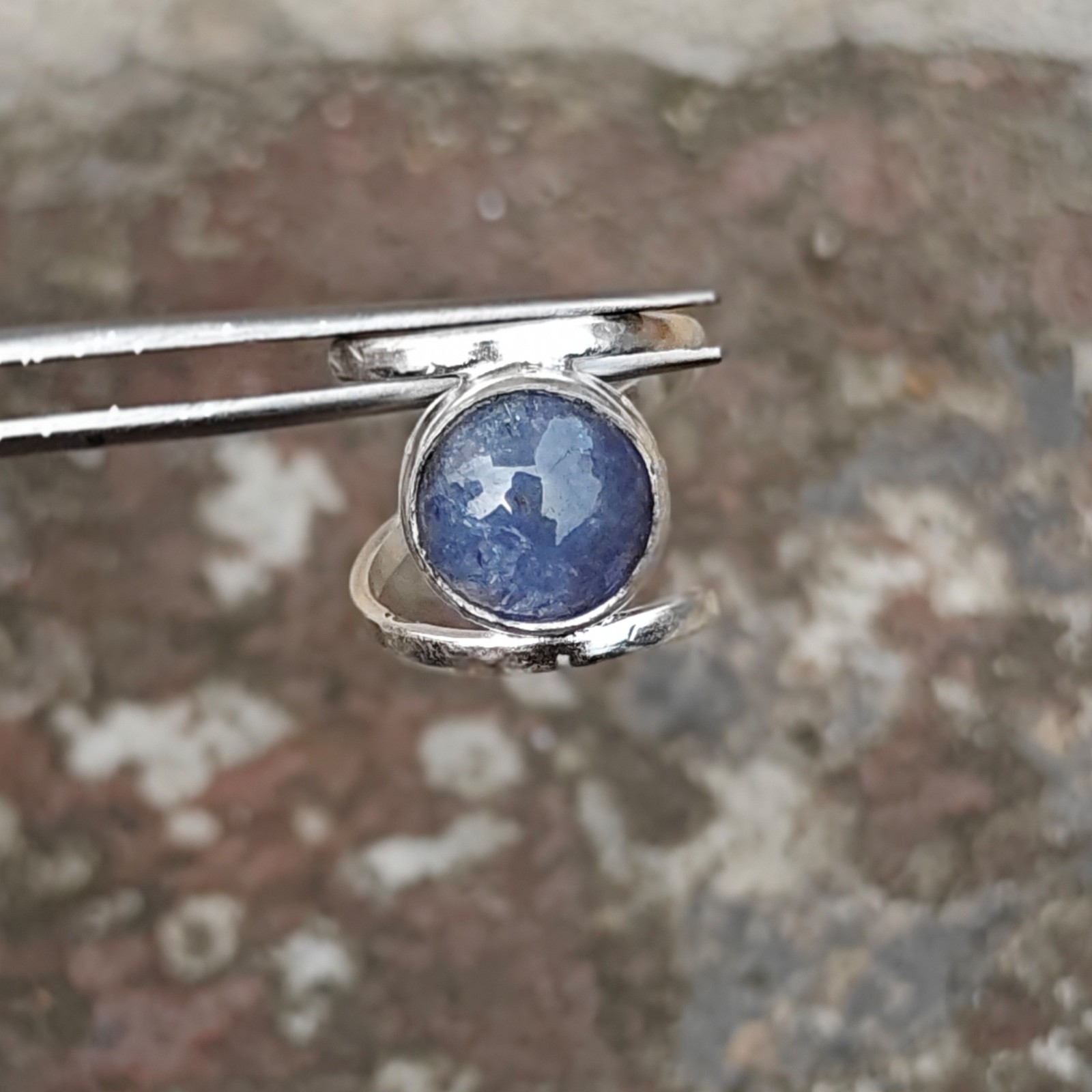 Rare Certified 26 Ct Natural Blue Tanzanite Cabochon Sterling Silver 925 Ring