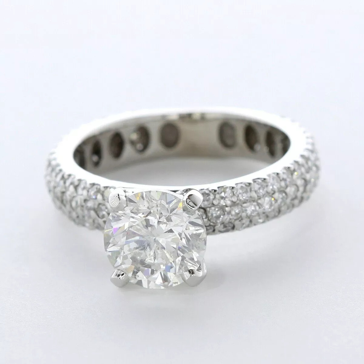 Side Stone Engagement Ring Solid 14K Gold 4.41 CT Round Lab-Grown Diamond F SI1