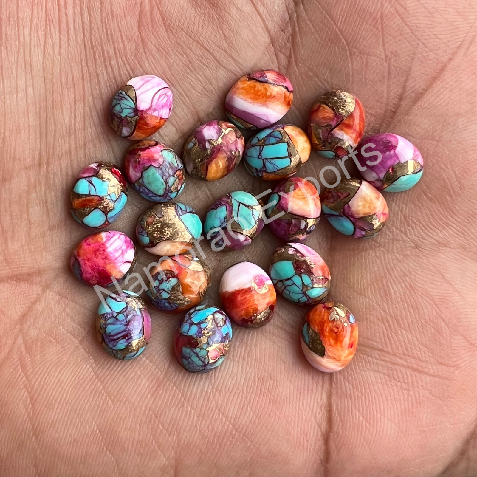 Pink Spiny Oyster Copper Turquoise Oval 6×8 to 18×25 mm Cabochon Loose Gemstone
