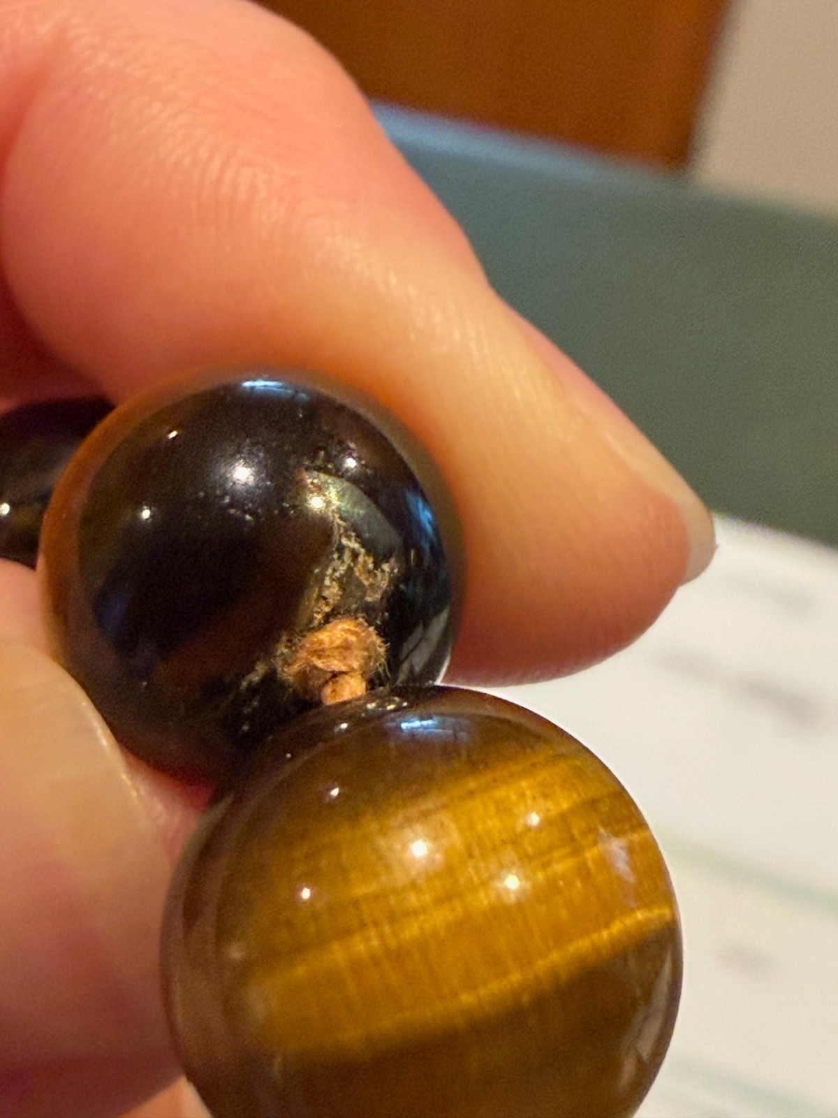 Vintage Chinese Export Hand Knotted Tiger ‘s Eye 11-12 mm Heavy Beaded Necklace